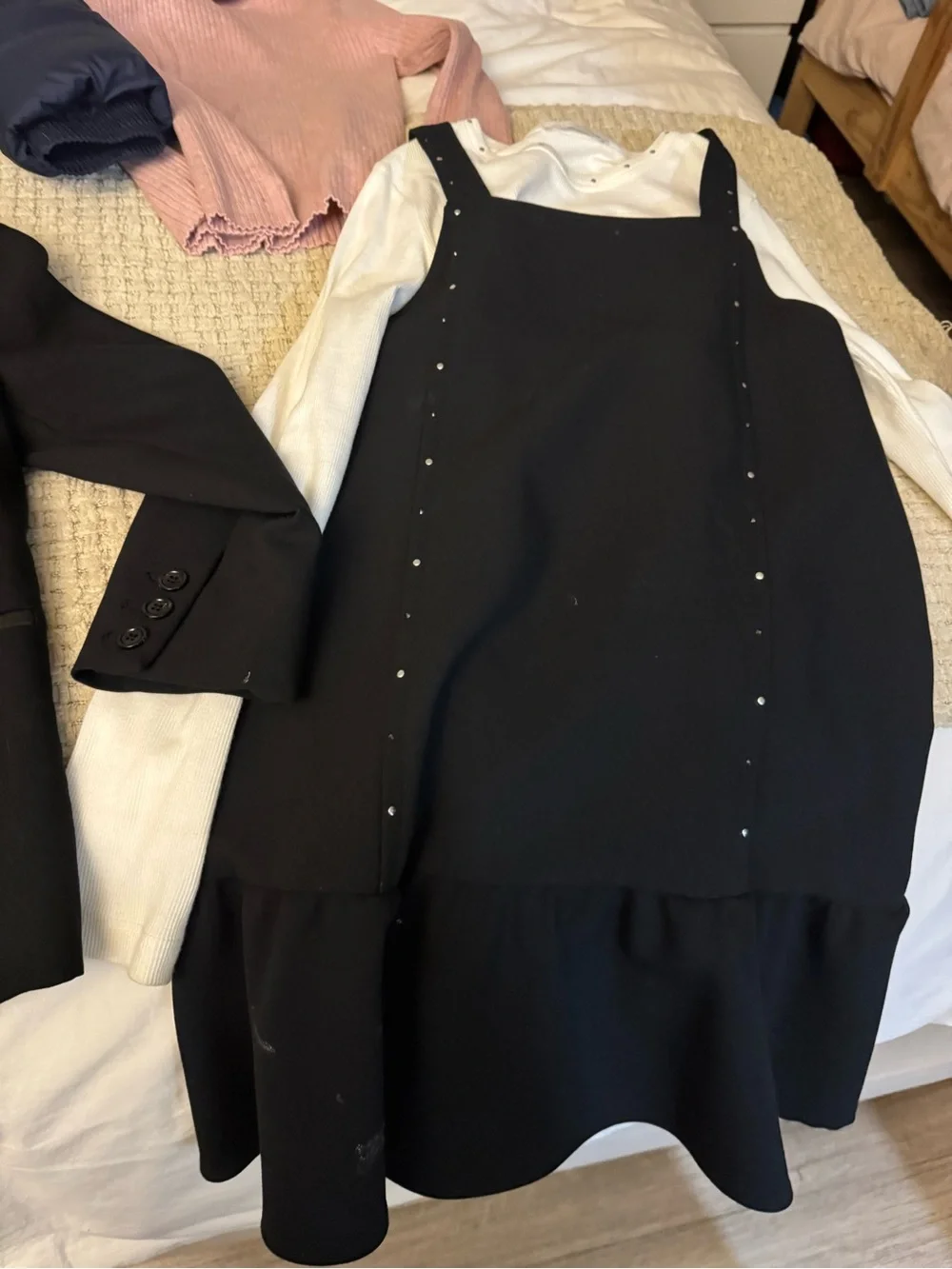 GAP Navy Puffer Jacket - Navy and zara blazer, shirt and dress. 4items